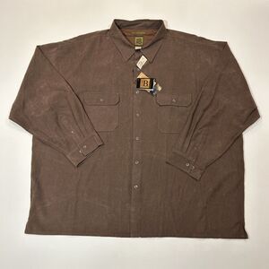 Bruno Sueded Microfiber Shirt Adult 4X Big Brown Button Up Long Sleeve Mens
